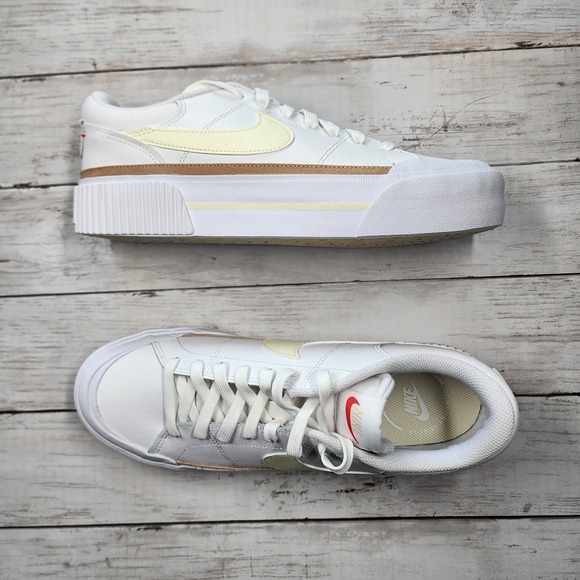 Sz 11 WMNS (M 9.5) NIKE Court Legacy Lift White Coconut Milk Hemp DM7590-106 New - Picture 1 of 10